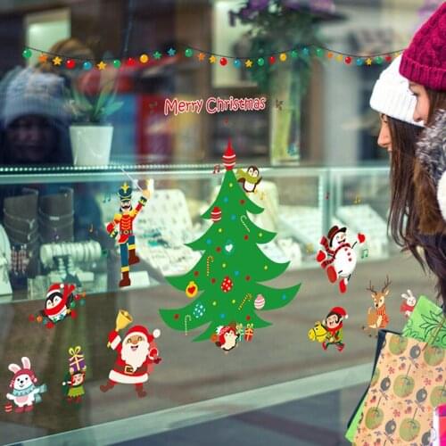 Christmas Musical Notes Holiday Cartoon Decorative Wall Decals Living Room Bedroom Bedside Glass Window Decoration Stickers