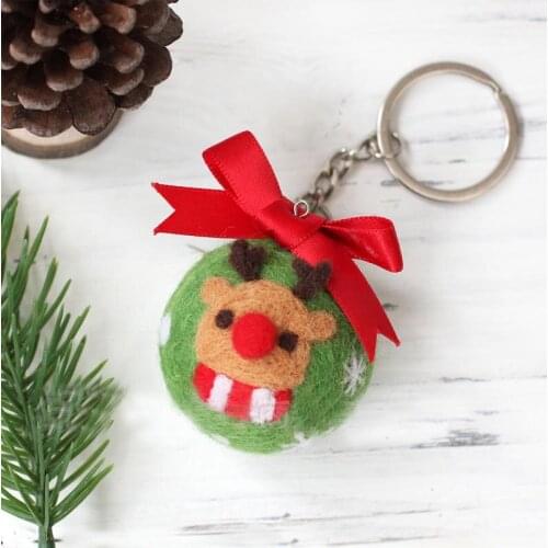 Christmas Elk snowman Keychain Wool Felt Craft DIY Non Finished Poked Gift Set Handcraft Kit For Material Bag