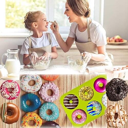 Silicone Doughnut Mold DIY Doughnut Baking Mold Non-Stick Pan Suitable For Oven And Microwave Oven Green Orange Two-piece