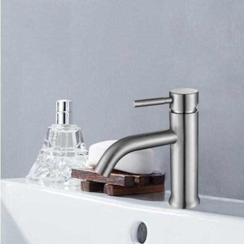 G1/2 304 Stainless Steel Basin Faucet Bathroom Classic Single Handle Single Cold Basin Faucet, Kitchen Sink Brushed Tap