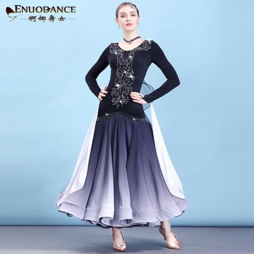 Modern Skirt, National Standard neon Dance clothes Adult Female Waltz Ballroom Dance Big Dress vestidos flamenco
