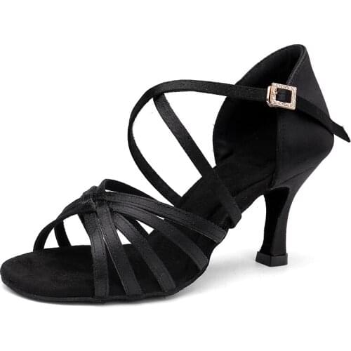USHINE BD211 Professional Quality Heel 7.5 / 5.5cm Silk Satin Latin Ballroom BD Latin Dance Shoes Woman Dance Shoes