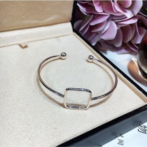 High Quality New 100% Real 925 Sterling silver Fashion Jewelry 18mm Square Bracelets&Bangle Wholesale Jewelry Top Selling