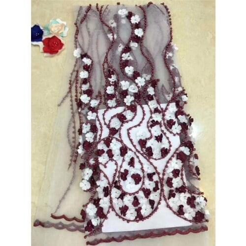 YG-578 luxury 3d flower french tulle african embroidered lace fabric with super quality
