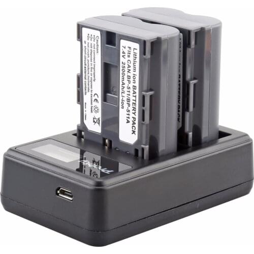 2Pcs BP-511 BP-511A Battery + LCD Dual Charger for Canon EOS 5D 10D 20D 20Da 30D 40D 50D 300D D30 D60 for PowerShot G1 G2 G3 G5