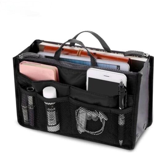 Tote Cosmetic Bag For Women Double Zipper Makeup Bag Toiletries Storage Bags Large Nylon Travel Kit Insert Organizer Beauty Bag