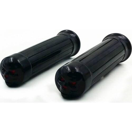 1" Black SKULL Handlebar HAND GRIPS For Kawasaki Vulcan VN 1500 Cruiser Chopper
