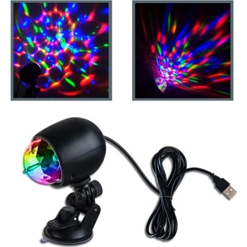 1Pc Auto Car Atmosphere Lamp Disco DJ Stage Lighting LED RGB Crystal Ball Lamp Bulb Light Ball Laser Projector Lamp Party C45