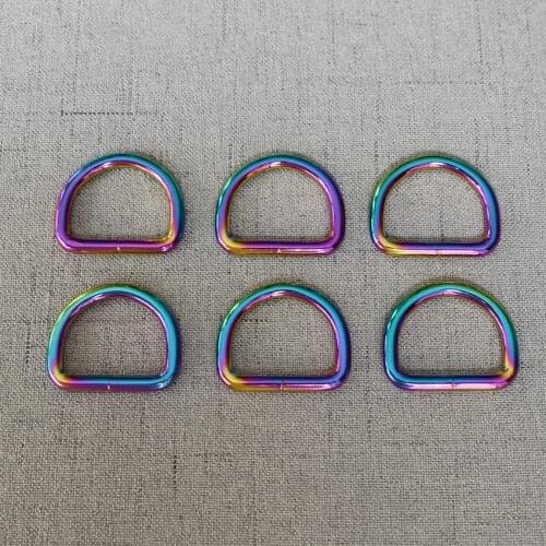 20 Pieces 25mm Colourful Metal D Ring Belt Buckle For Belt Ribbon Backpacks shoes Bag Cat Dog Collar Buckles DIY Accessorie