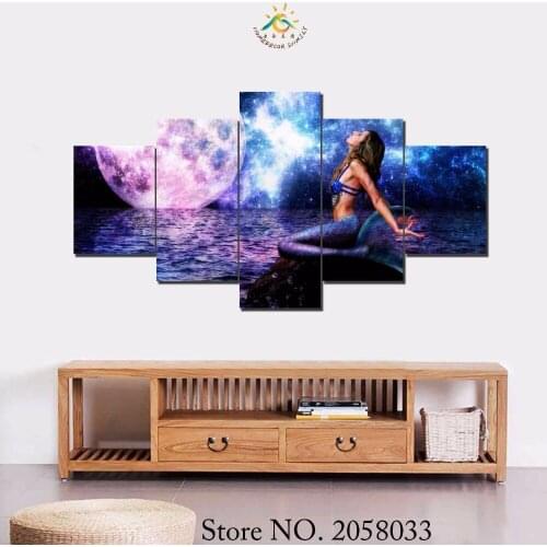 3-4-5 Pieces Mermaid Wall Art Print Canvas Painting for Home Decor Canvas art for Living Room Wall Pictures No Frame