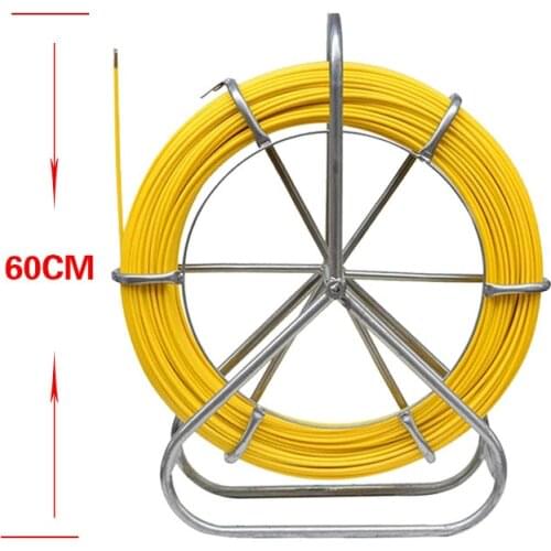 6mm Duct Rodder Fish Tape Continuous Fiberglass Wire Cable Running with Cage and Wheel Stand 6MM 50m/100m/150m/200m