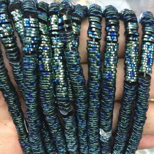 6 colors natural stone hematite spacers loose button beads 2*6mm high grade women elegant jewelry making findings 15inch B3251