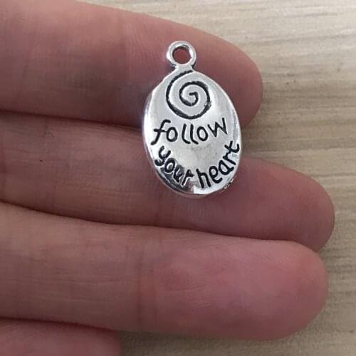 8PCS DIY Jewelry Making follow your heart Charms Zinc Alloy Pendant Charm for Bracelet Necklace Earrings Keychain Book Marks