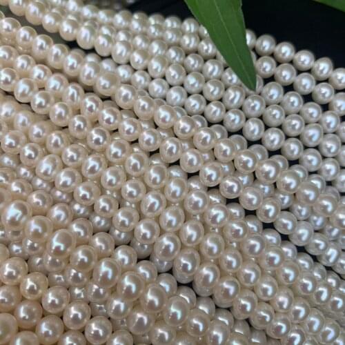 AAA loose beads freshwater pearl white ROUND 5-6mm wholesale for DIY for jewelry 14inch