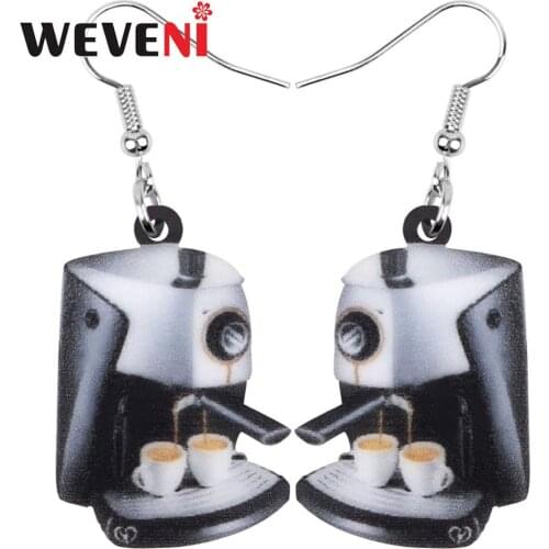 WEVENI Acrylic Anime Coffee Machine Cup Earrings Drop Dangle Decoration Jewelry For Women Girls Teens Kids Charms Gift Accessory