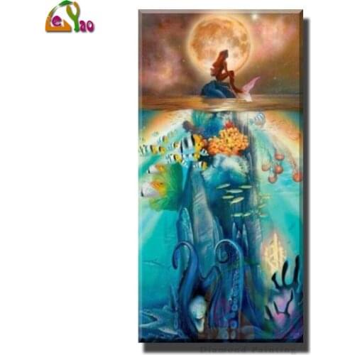 Mermaid,Moon,Octopus Monster 5d Diamond Painting Full Square Diamond Embroidery Cross Stitch Set Mosaic Rhinestone Handmade Gift