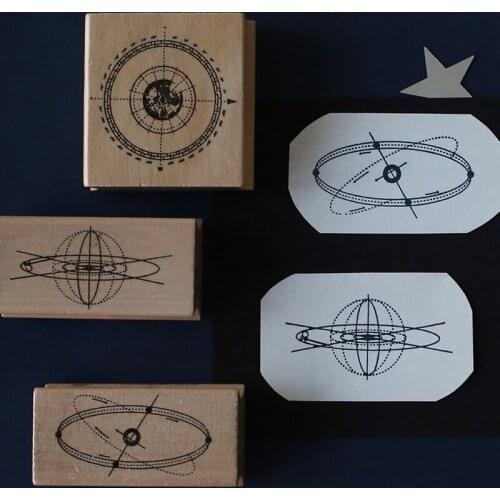 Astronomy topical Star orbit wood stamp scrapbooking planet with rails design wooden stamps DIY book planner cards decoration