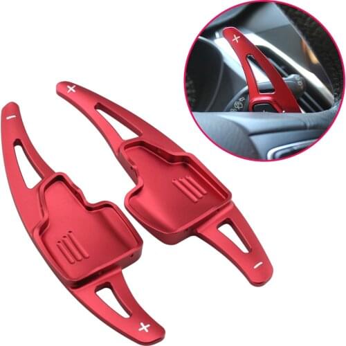 Car Interior Steering Wheel Matte Red Gear Shifter Aluminum Ex Paddle Kits W/ Screws Mount For Ford Focus Escape Kuga 2017 2018