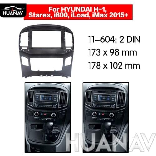 HUANAV Car Radio stereo Fitting installation adapter fascia For 2015+ HYUNDAI STAREX/ H1, 2DIN (Black) Radio frame Audio Fascias