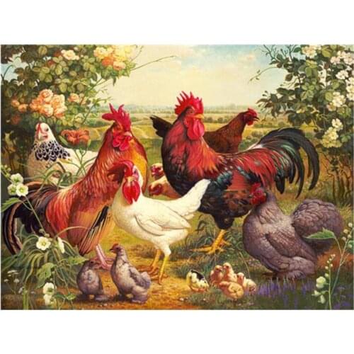 Dpsprue 5D DIY Diamond Painting Full Square/Round Cock Animal Cross stitch Kit Mosaic Rhinestones Diamond Embroidery Gift DC04