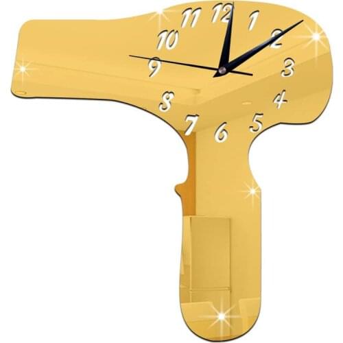 Hairdryer Clock - Room Decoration Ideas Wall Wlock DIY Creative Hair Dryers(Gold)