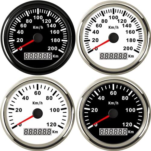 GPS Speedometer 85MM Gauge 120KMH/200KMH Odometer IP67 Waterproof Speed Gauge for Car With Red Backlight GPS Sensors Antenna