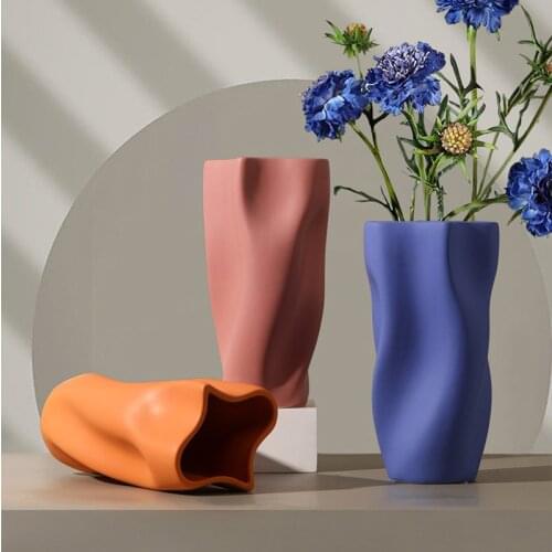 Morandi Ceramic Geometric Flower Vase Flower Arrangement Home Decoration Desktop Display Figurines Nordic Vase Housewarming Gift