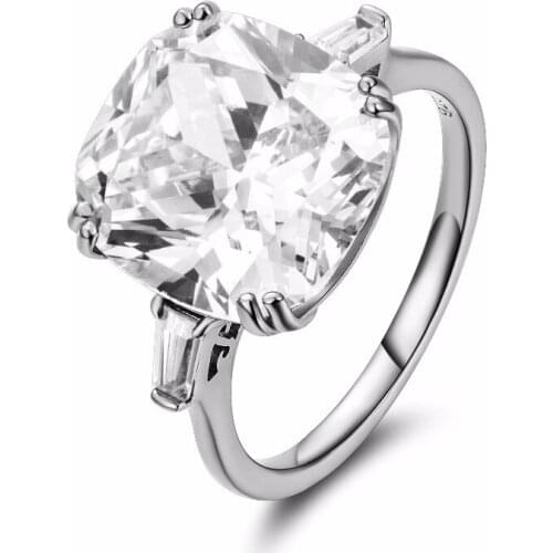Genuine 925 Sterling Silver High Quality Princess Cut Rings for Women Clear Zircon Engagement Ring Wedding Jewelry Fine Jewelry