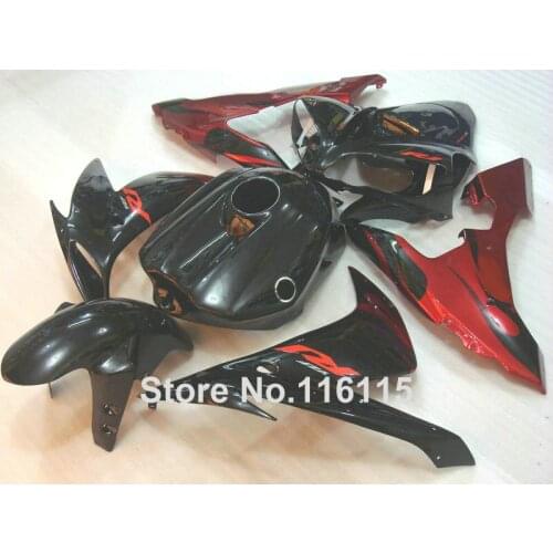 MOTOMARTS fairing kit for YAMAHA YZF R1 2004 2005 2006 red black plastic fairings set R1 04-06 CY47 Full injection
