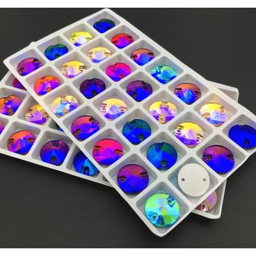 All Size Colors AB Round Rivoli Glass Crystal Sew On Rhinestone Many Colors Flatback Glass Stone Sewing Rhinestone Wedding Dress