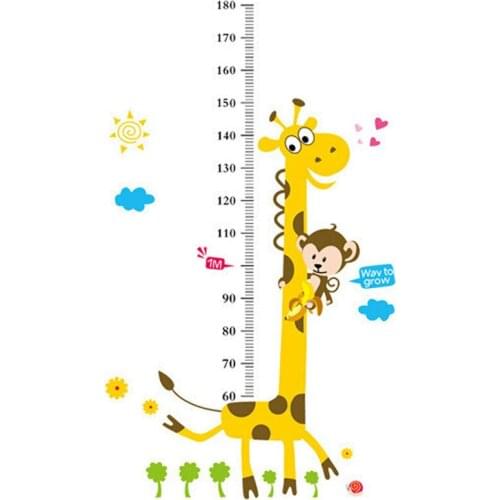 50*70 cm Cartoon Giraffe Kids Height Ruler Wall Sticker Wallpaper Kids Height Chart Home DecorationKids New Year Gift P0.2