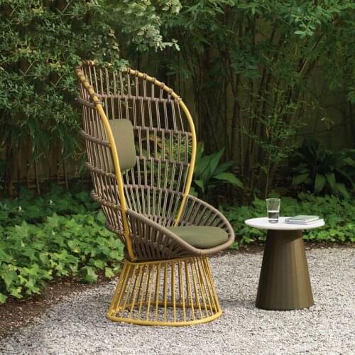 Balcony Small Sofa Outdoor Handmade Lazy Rattan Leisure Garden Furniture Creative Chair Coffee Table Combination