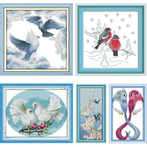 Joy Sunday Cross Stitch Kit Pigeon Lover Stamped Embroidery Needlework Printed 11CT 14CT Counted Patterns Crafts Home Decoration