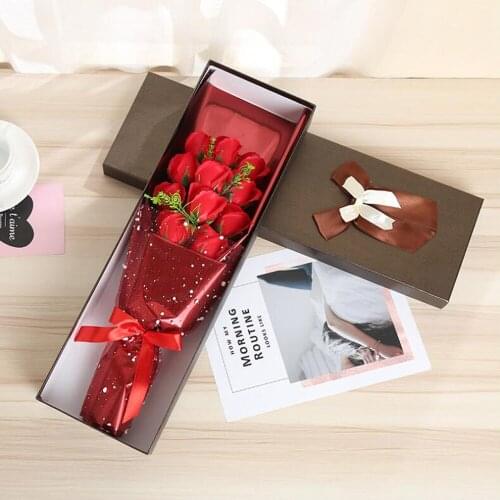 New beautiful red Soap flower plush bouquet toy Valentines Day birthday girlfriend Gifts toy cat animals