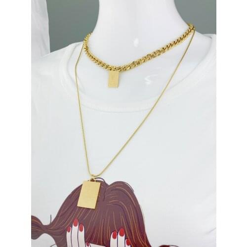 Necklace Jewelry Stainless Steel New Goddess Luxury Golden Color Luxe Fashion For Women Hot Sell Double Chain
