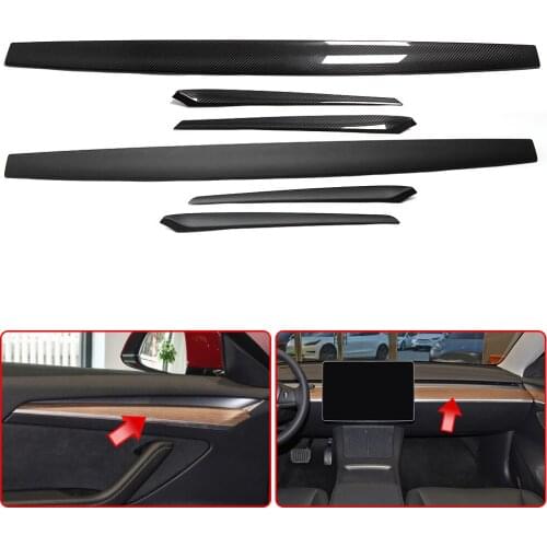 Carbon Fiber For Tesla Model 3 2017-2020 Car Interior Front Windshield Central Control Dashboard Panel Protector Cover Trim