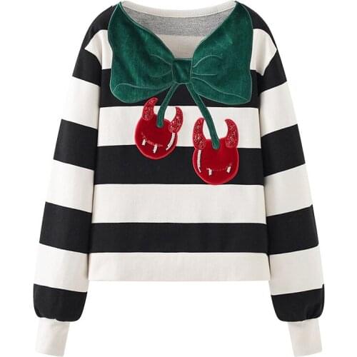 Runway Brand Designer Ladies Knit Pullover High Quality O-Neck Sweater Knitted Beaded Little Devil Pattern Loose Casual Pullover