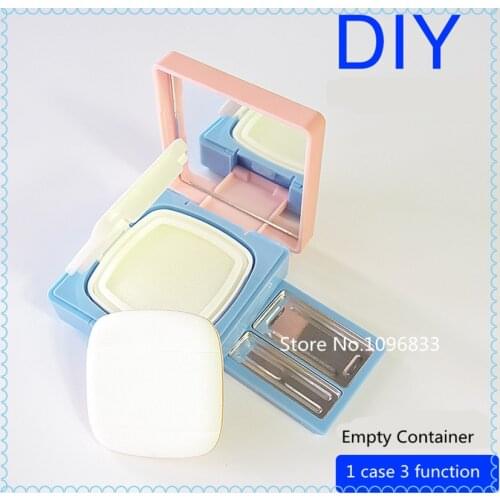 Air Cushion Sponge Powder Puff Empty Box Multifunction BB Cream Sponge Dispensing DIY Eyeshadow Lipstick Make Up box 3 IN 1