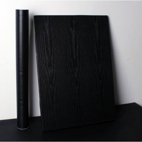DIY Self Adhesive Decorative Film Wallpaper Wood Black PVC Vinyl Contact Paper for Kitchen Cabinets Living Room Decor Wall Paper