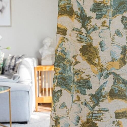 American Style Curtains Polyester Cotton Fabric Printed Curtains for Living Dining Room Bedroom Finished Product Customization