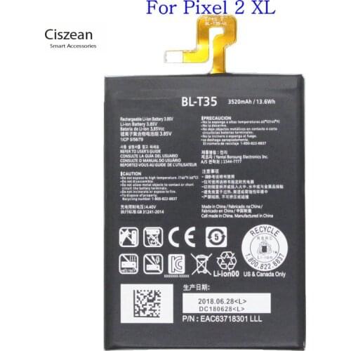 Ciszean 1x 3520mAh 3.85V DC BL-T35 Replacement Battery For LG Google 2 Pixel 2 XL Batteries