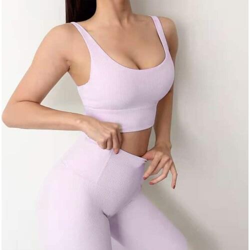 Sportswear Elastic Sports Bra Legging Two Piece Suit Custom Band Logo Fitness Women Yoga Wear