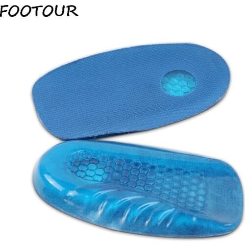 FOOTOUR Silicone Gel Heel Cushion Insoles Shock Absorbant Heel Pads Shoes Inserts Height Increase Insole Soft Massaging Heel Cup