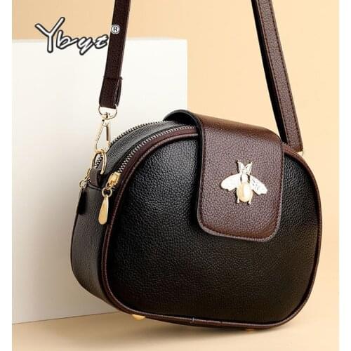 Fashion Crossbody Bags For Women Small Bee High Quality PU Leather Shoulder Bag Solid Color Small Round Bag Handbags And Purses