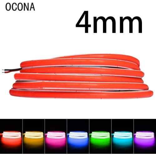 DC 12V 24V Super Thin 4mm Color COB LED Strip Lights for Room Decor Wall Car Frame 480LEDs Blue/Pink/Red LED Tape Ribbon 12 Volt