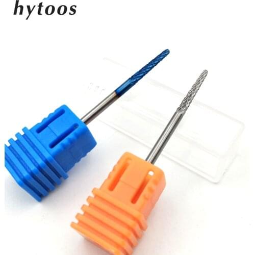 HYTOOS Blue Tungsten Carbide Nail Drill Bit 3/32" Rotary Burr Manicure Bits For Drill Accessories Nail Milling Cutter Tools