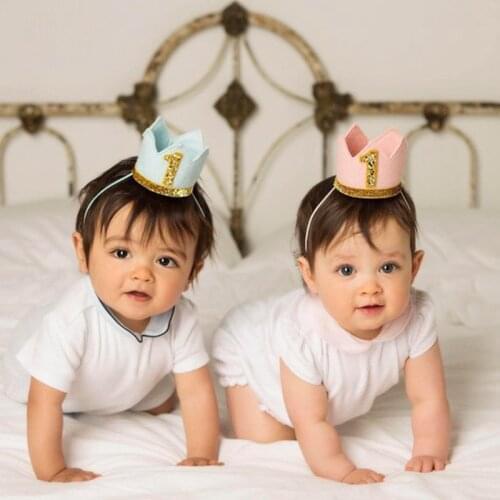 Baby Headband Crown Newborn Birthday Party Hairband For Girls Children Number Decorations Infant Candy Color Hair Accessories