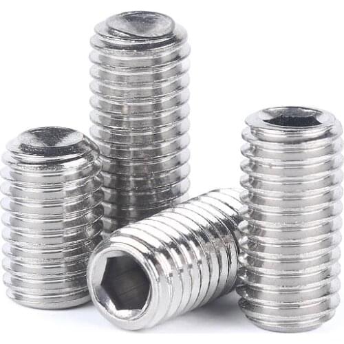 1/4-28 allen set screws none head bolts full thread concave end male screw stainless steel inch machine 3/16"-1/2" length