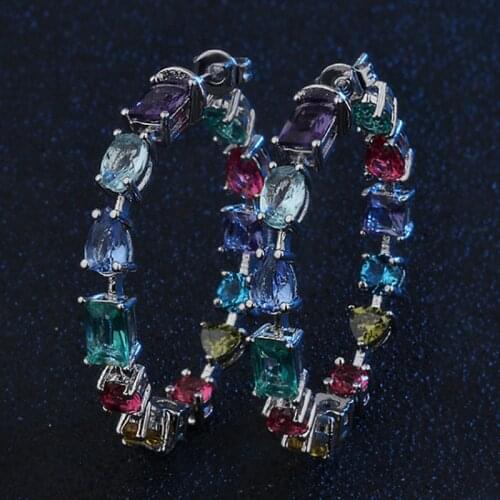 Zlxgirl jewelry Two plated color cubic zirconia copper stud earring jewelry for womens fashion bridal earing piercings