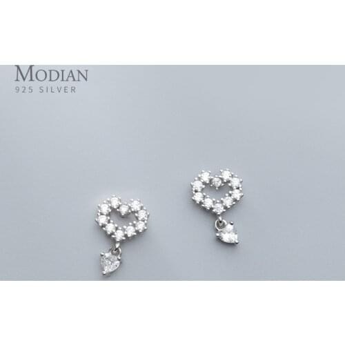 MODIAN Fashion Wedding Engagement Earring for Women 925 Sterling Silver Radiant Zircon Hearts Water Drop Earring Fine Jewelry